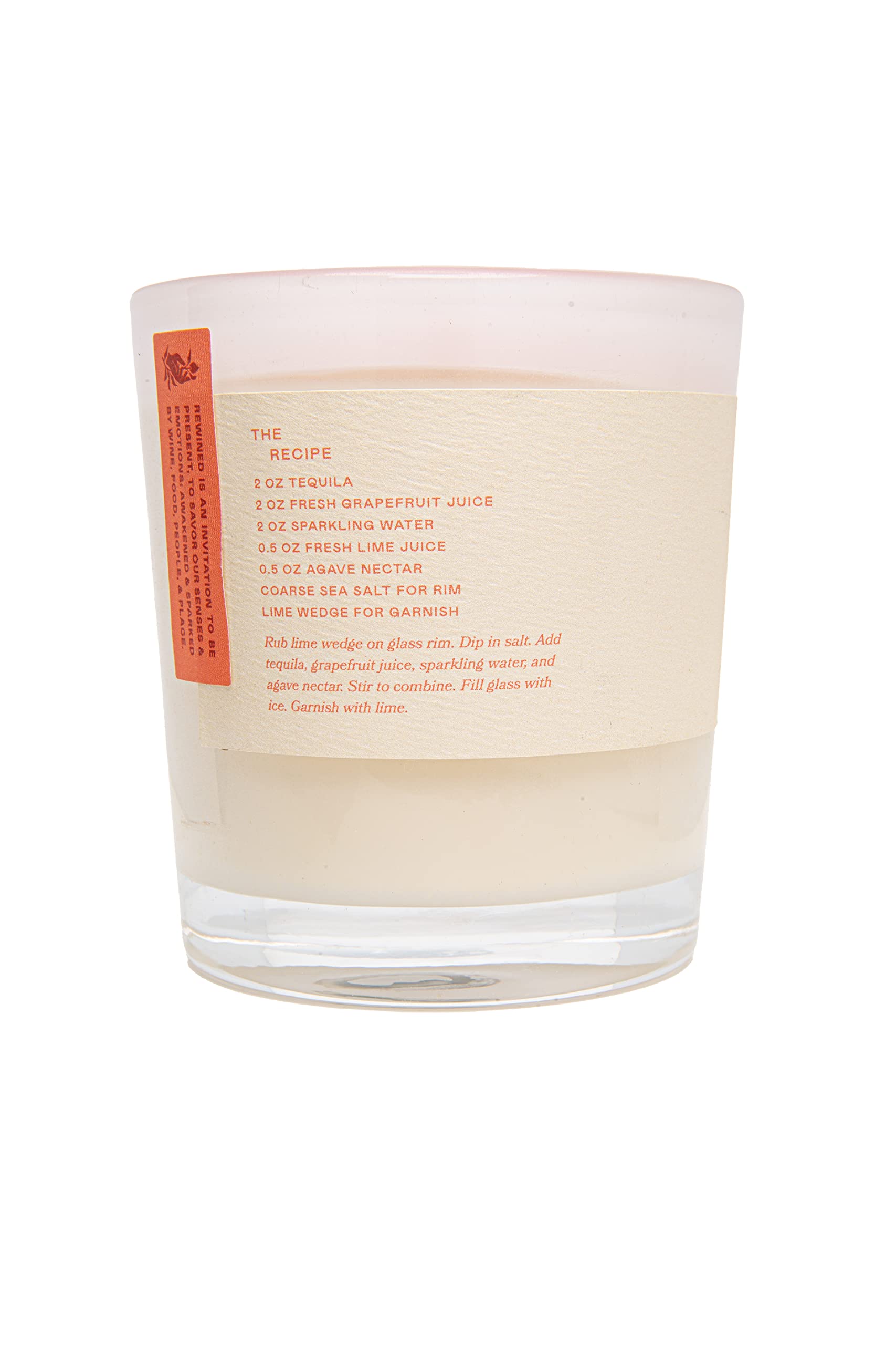 Rewined - Premium Paloma Orange Candles, 10 oz. - Velvety Smooth, Smoky Scented with Notes of Agave & Pink Grapefruit - Non Toxic Candles