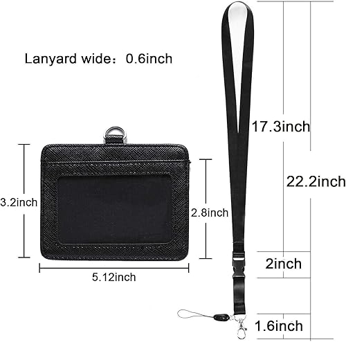 Miniatura 3 de YOUOWO Paquete de 2 cordones de liberación rápida para oficina y cuello negro pequeño ajustable con soporte horizontal para tarjetas de