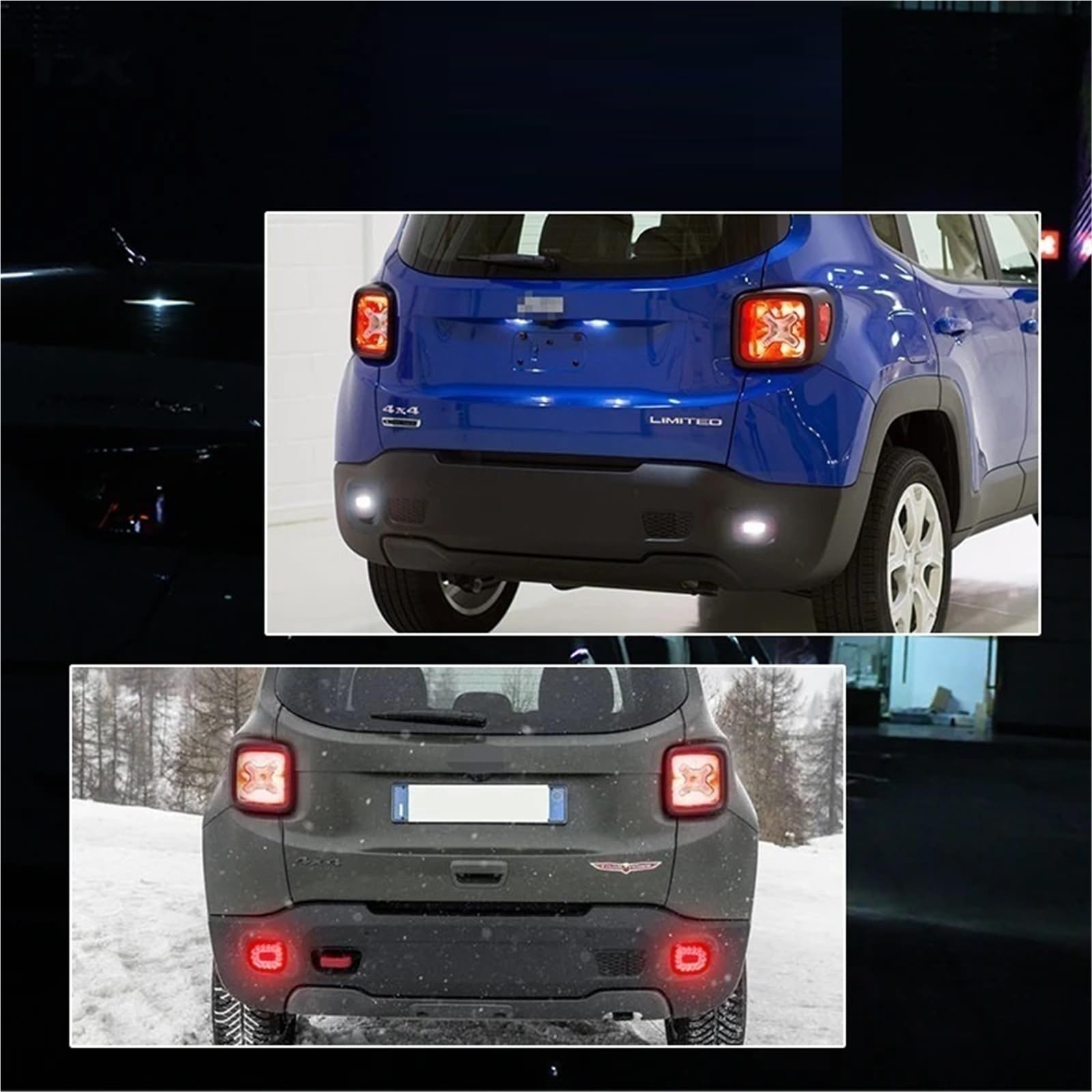 For Jeep Renegade 2015-2022 2-in-1 LIGHT rosso auto paraurti posteriore riflettore luci posteriori fendinebbia posteriori con luci di retromarcia di backup bianche(Red Lens)