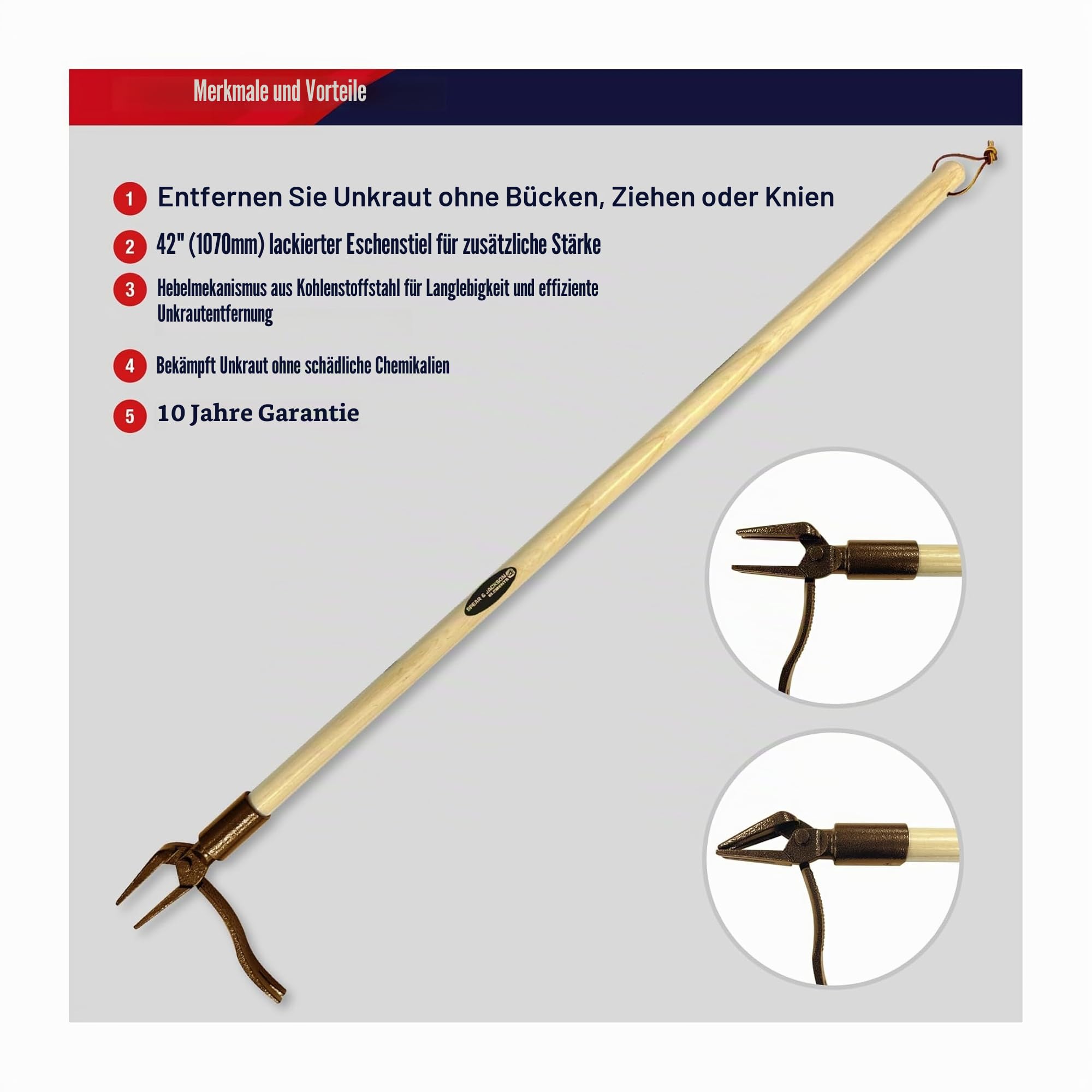 Spear & Jackson 4124NB Traditioneller Unkrautstecher – Ergonomischer Langstiel (42") – Stehender Garten-Unkrautentferner – Unkraut mühelos ausreißen