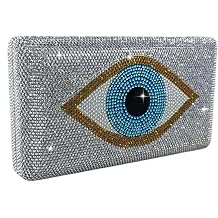 Boutique De FGG Evil Eye Rhinestone Clutch, Women Formal Evening Handbag