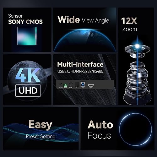 Miniatura 2 de Tenveo UHD 4K PTZ Cámara de sala de conferencias 12X zoom óptico USB3.0HDMI ángulo de visión amplio, cámara 4K PTZ para videoconferencias, servicios