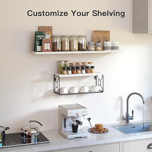 Miniatura 6 de Amada - Estantes de baño con cesta de almacenamiento, estante de pared flotante para organización del hogar y decoración de pared, estantes de