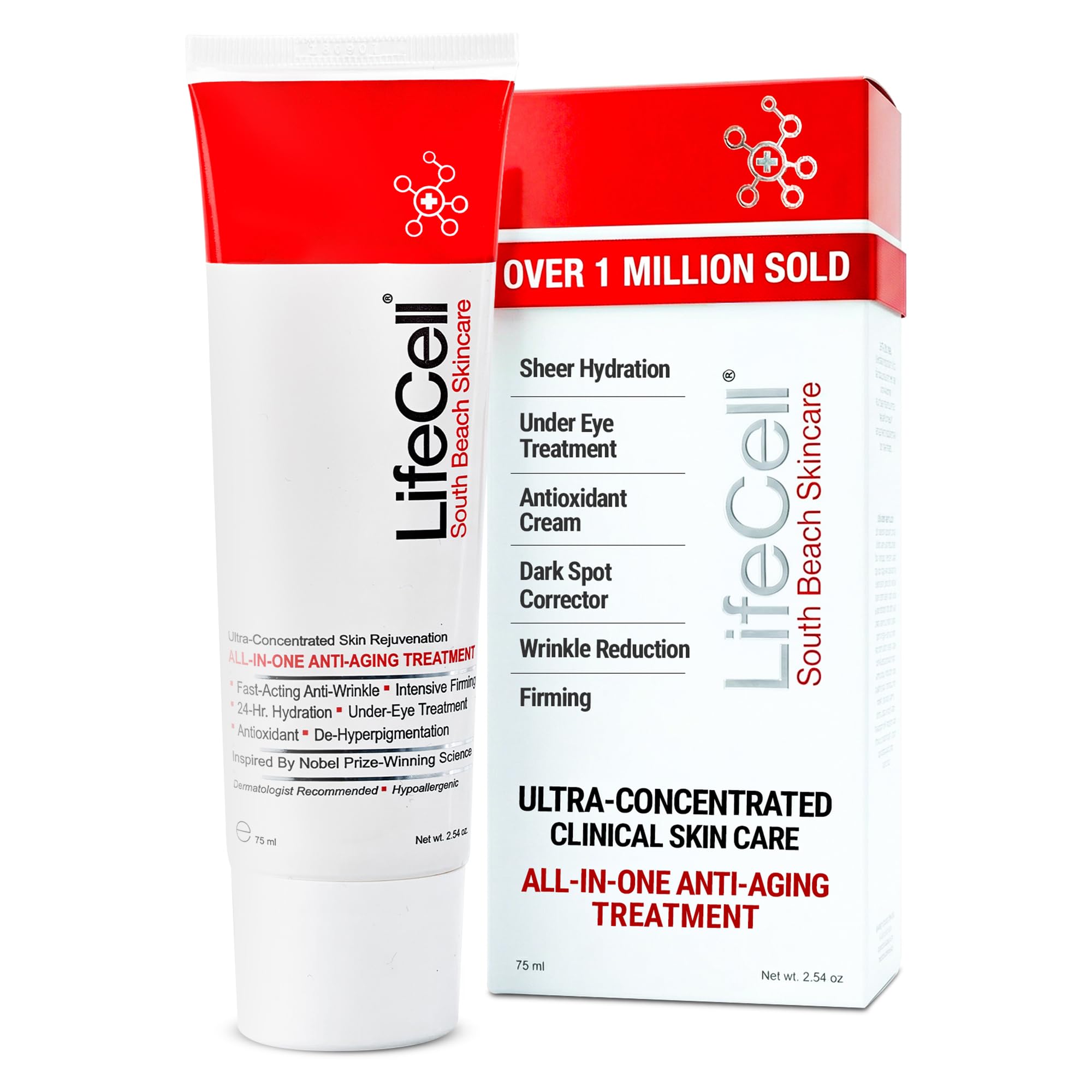 - LifeCell All In One Anti-Aging Cream – Reduces Wrinkles, Fine Lines, Dark Circles & Sun Damage – Retinol, Vitamin C, DMAE & Hyaluronic Acid – Fragrance-Free, for All Skin Types (2.54oz)