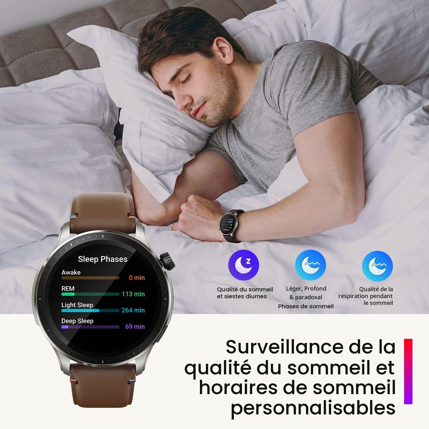 Amazfit GTR 4 Montre Connectée Homme GPS, SpO2/Cardiofréquencemètre/Moniteur de Sommeil, 150+ Modes Sportifs, Appel Bluetooth, Alexa, 1.43" AMOLED Smartwatch Sport(Noir)