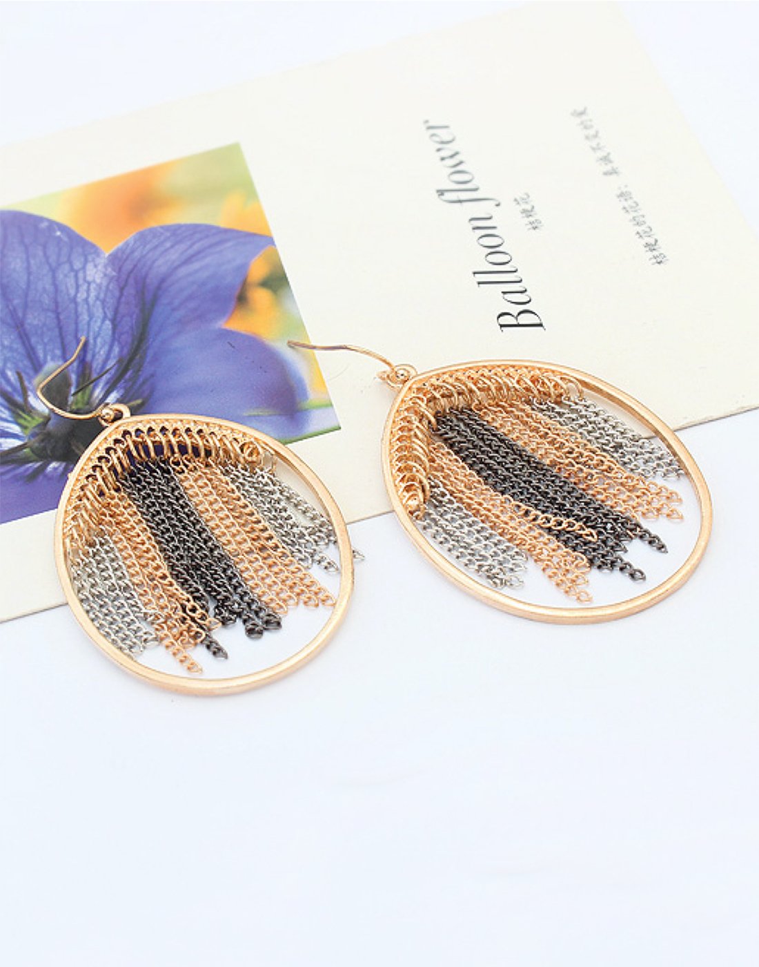 Geometric Dangling Earrings Orange