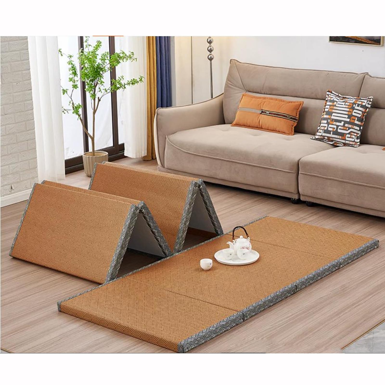 Materasso futon pieghevole portatile, comodo tappetino da yoga e meditazione per rilassarsi, viaggi e stanze zen, soluzione ideale per sedersi e dormire per casa e all'aperto