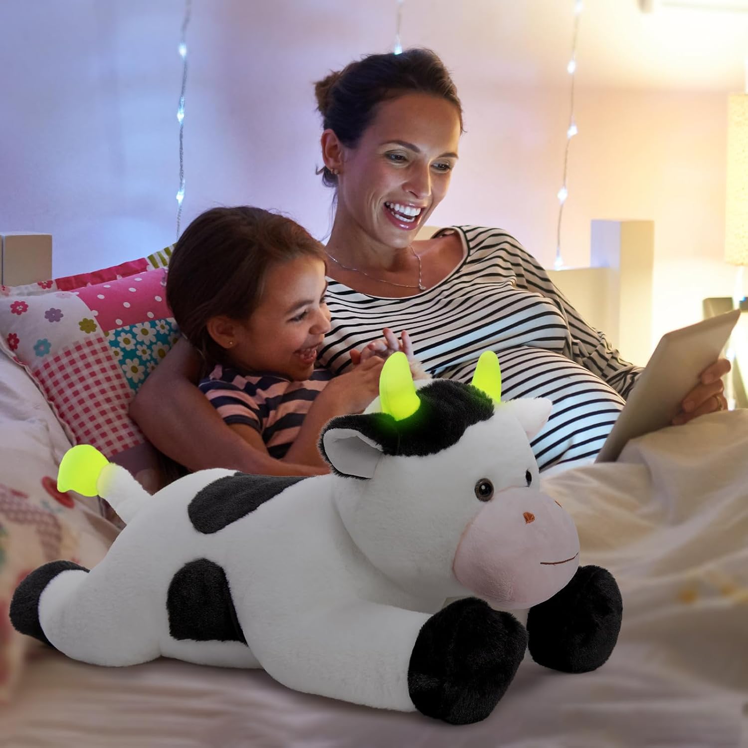 MaoGoLan 28'' | 5 Lbs Giant Cow Stuffy Plush Cow Toy for Adults Microwavable Stuffed Animal with Heating/Coolng Pad for Girls Women Valentine's Day Christmas Birthday Gifts