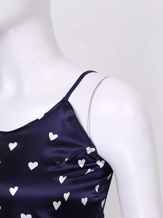 Moily Womens Sexy Lingerie Pajama Set Heart Print Crop Camisole Top Ruched Shorts Sleepwear Loungewear