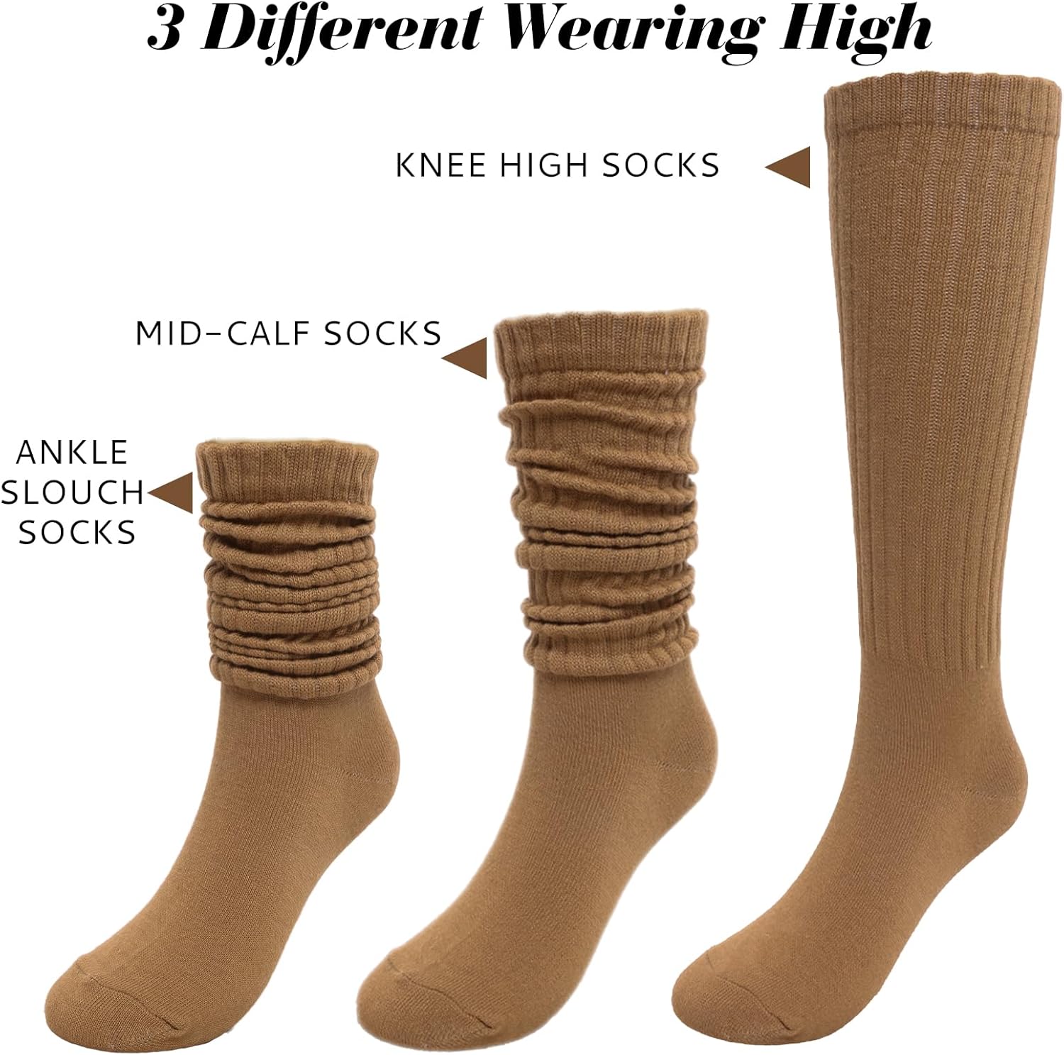 4 Pairs Slouchy Stacked Socks for Women Scrunchie Socks Winter Soft Boot Knit Slouch Sock - Image 5