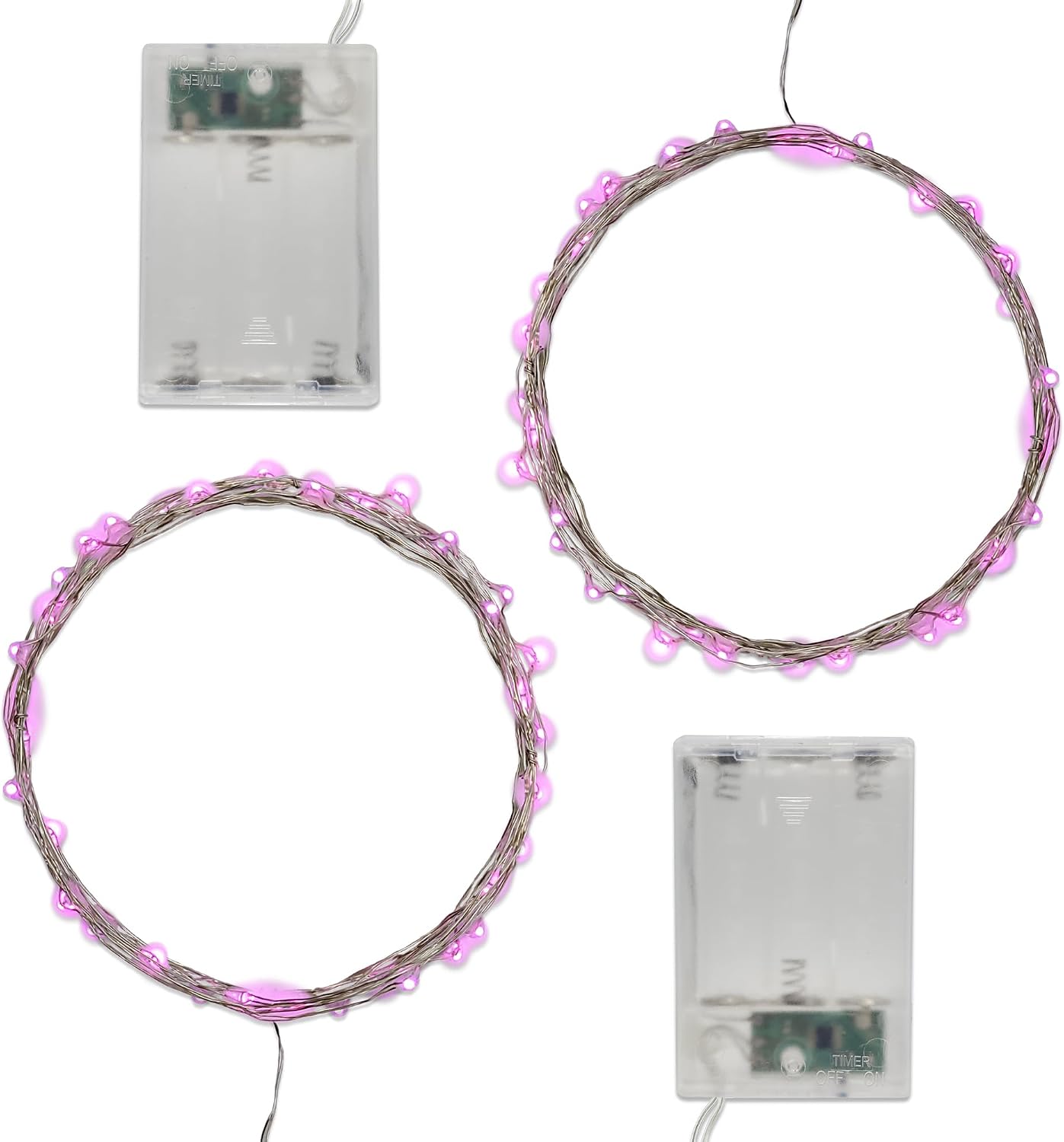 LumaBase Battery Operated LED Fairy String Lights, Pink - Set of 2