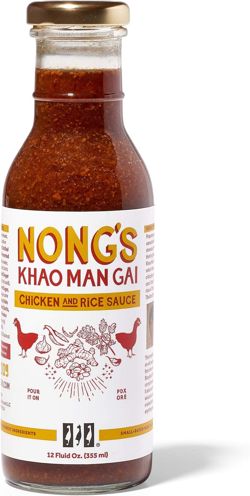 Nong's Khao Man Gai Sauce Original - Ginger Garlic Chili Chicken Rice Sauce 12oz 2 Pack
