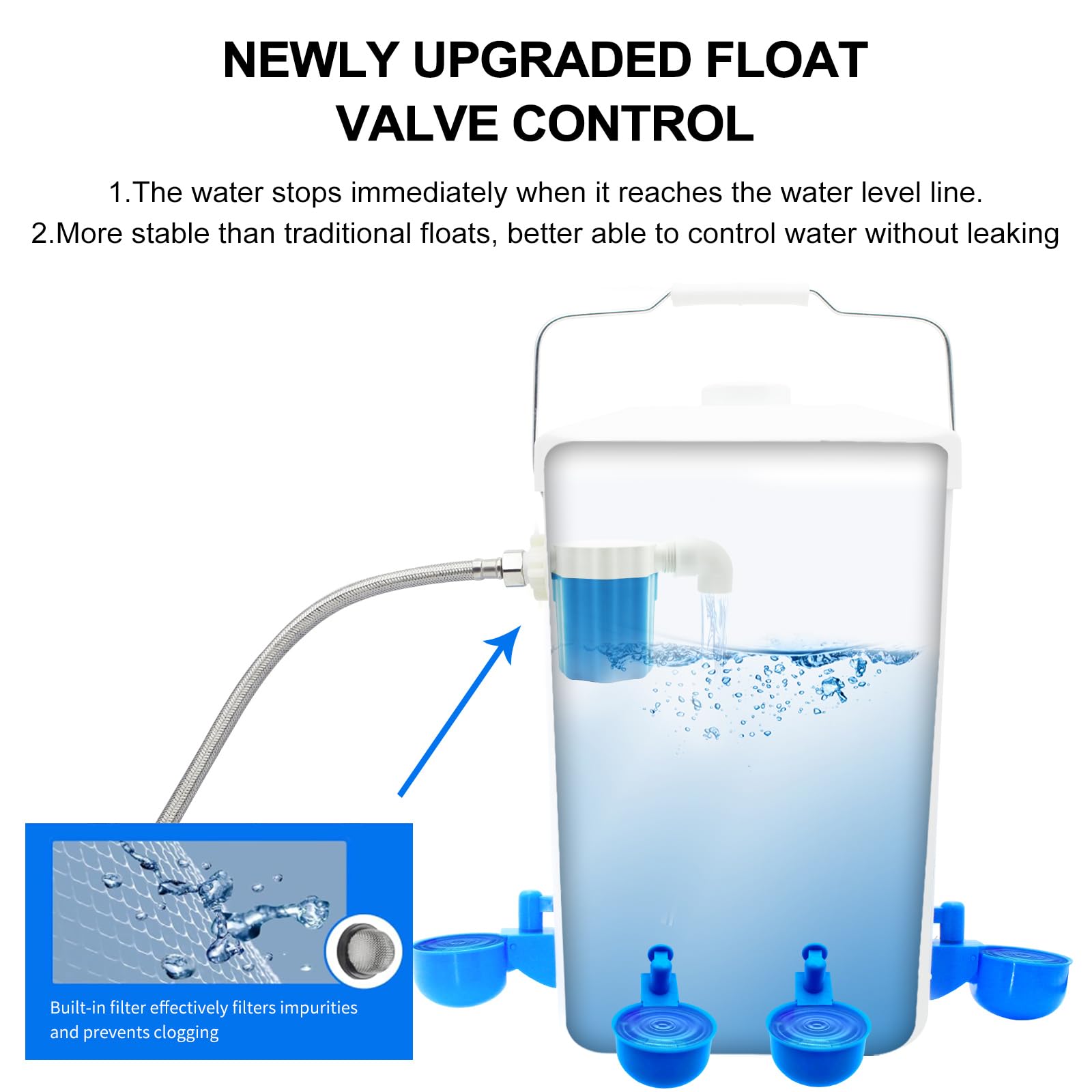Dispensador automático de agua de pollo controlado, dispensador de agua de aves de corral de 3 galones con accesorio de manguera, accesorios automáticos para beber aves de corral para pollitos, pato