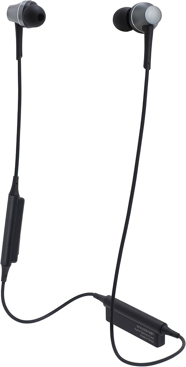 Audio-Technica ATH-CKR75BT Sound Reality Auriculares intrauditivos inalámbricos Bluetooth con micrófono y control en línea, Gun Metal