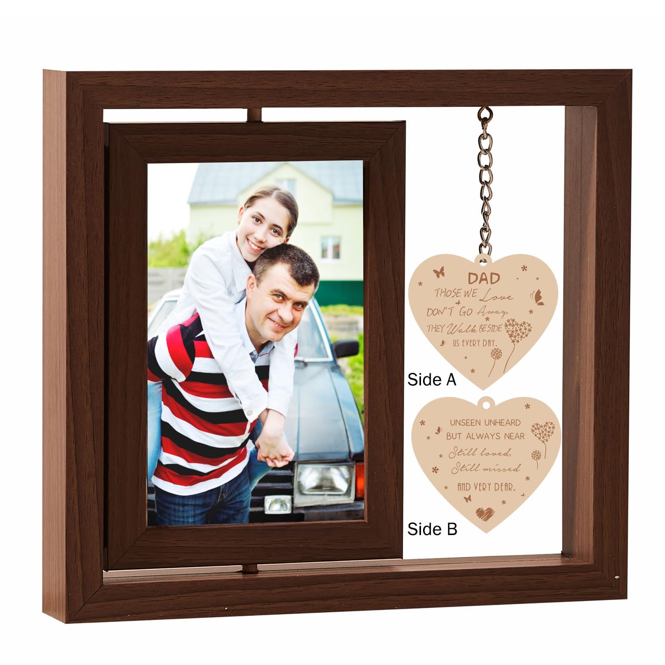 Cornice Portafoto Commemorativa Per La Perdita Del Papà - Regalo Di Lutto Con Scritta 'Mi Hai Lasciato Bellissimi Ricordi', In Legno, Per Foto 10x15 Cm - 2