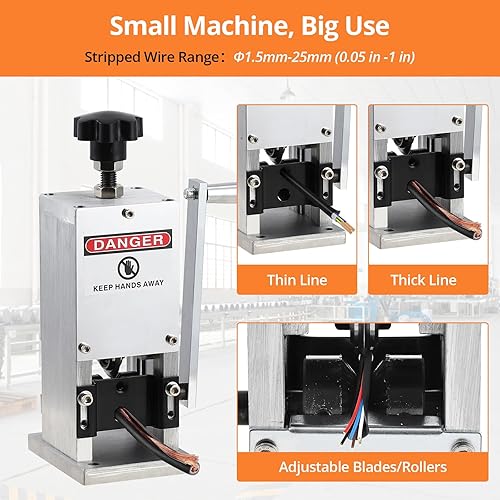 Miniatura 3 de GARVEE Máquina pelacables para alambre de diámetro de 0.05-0.1 pulgadas (0.059-0.984 in), velocidad de pelado de 50 piesmin, máquina peladora de