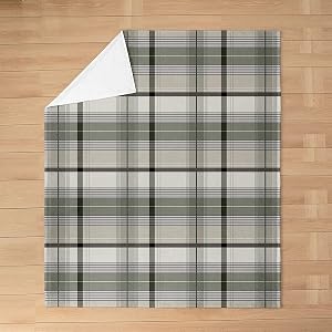 Feelyou Grey Plaid Flannel Fleece Throw Blanket Queen 90"x90"