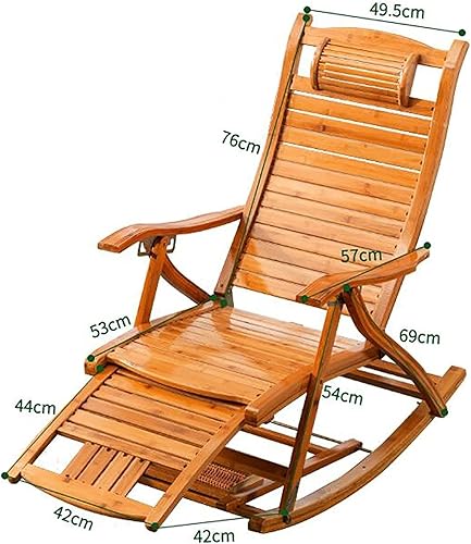 Miniatura 3 de Mecedora plegable de madera, silla de gravedad cero, tumbonas reclinables, mecedoras de patio para adultos resistentes y ancianos, mecedoras de