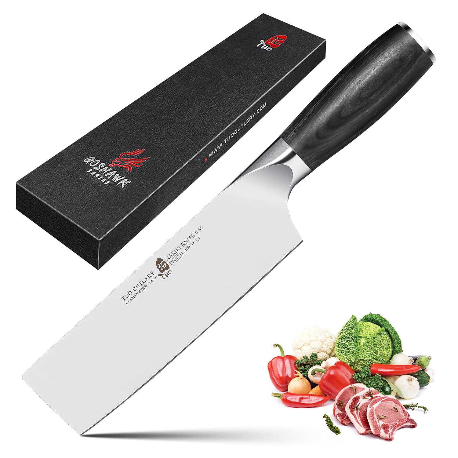 TUO Nakiri Knife 6.5 inch Japanese Chef Knife Vegetable Fruit Cleaver