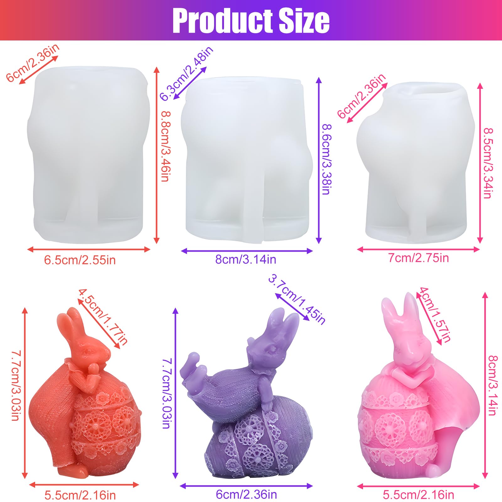 Behone Moules Bougie Lapin De Pâques 2 Pièces Moules Paques Lapins Bougie 3D Moules En Silicone De Lapin De Pâques Pour Savon Fait Main Bougies Parfumées Ornements Artisanaux(A