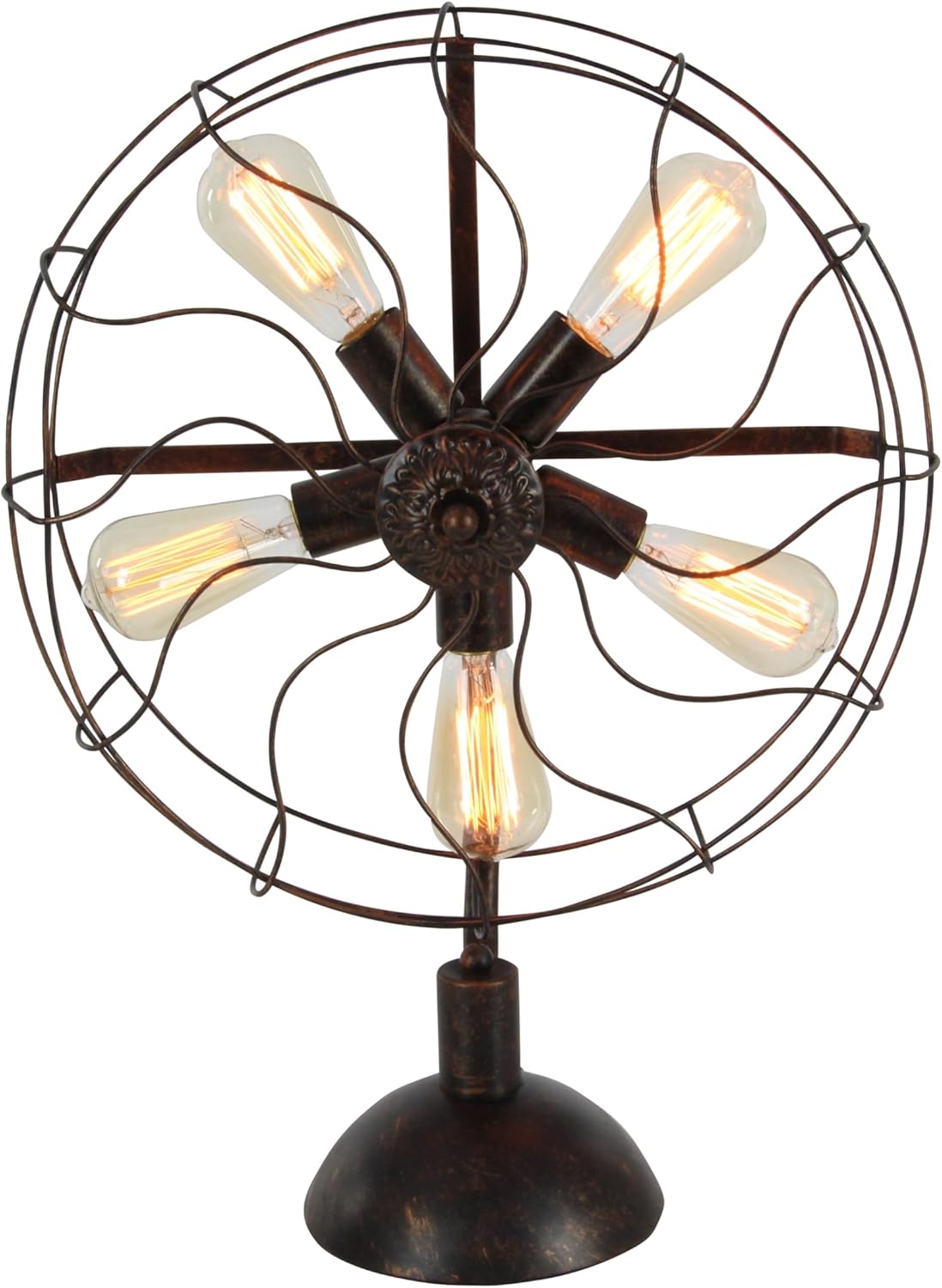 Bronze Vintage Fan Shape 5 Light Industrial Nightstand Lamp
