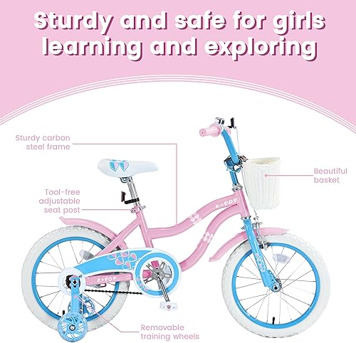 Miniatura 6 de Bicicleta para niñas con cesta, bicicletas para niños de 4 a 12 años, bicicleta para niñas de 16 y 20 pulgadas, lindas bicicletas para niñas con