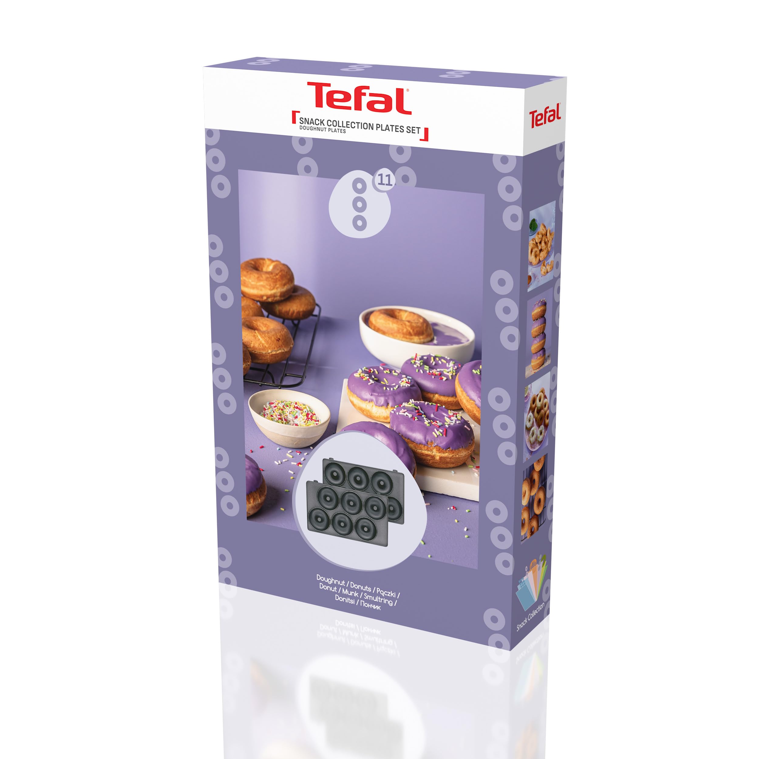 Tefal Snack Collection 2x Donuts-Platten, clevere Aufbewahrung, vertikales Design, spülmaschinengeeignet, kompatibel mit Snack Collection SW34/SW85/SW86/SW87, inkl. Rezeptbuch, Schwarz XA8111F0