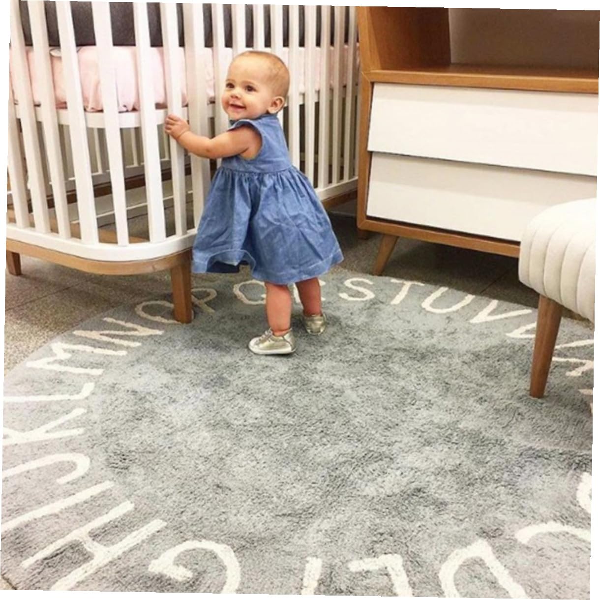 Alfombra para Gatear para Bebés Redonda Alfabeto, Algodón