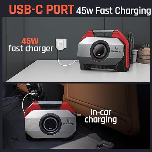 Miniatura 7 de ETENWOLF Vortex S6 - Inflador de neumáticos, compresor de aire portátil para vehículos pesados, bomba de aire inalámbrica para automóviles e