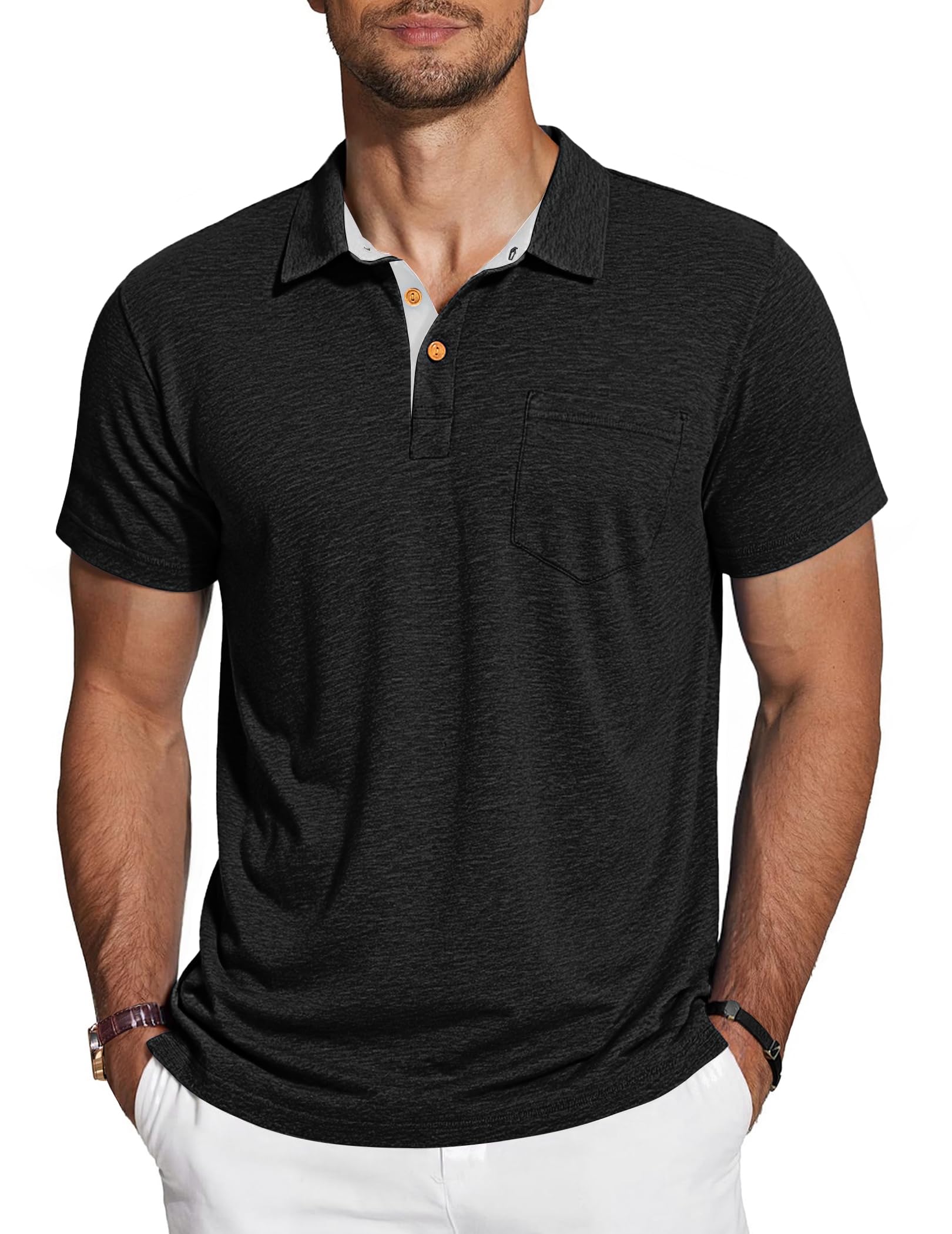 TARAINYA Poloshirt Herren Baumwolle Kurzarm Polo Shirts Männer Sommer mit Brusttasche M-4XL