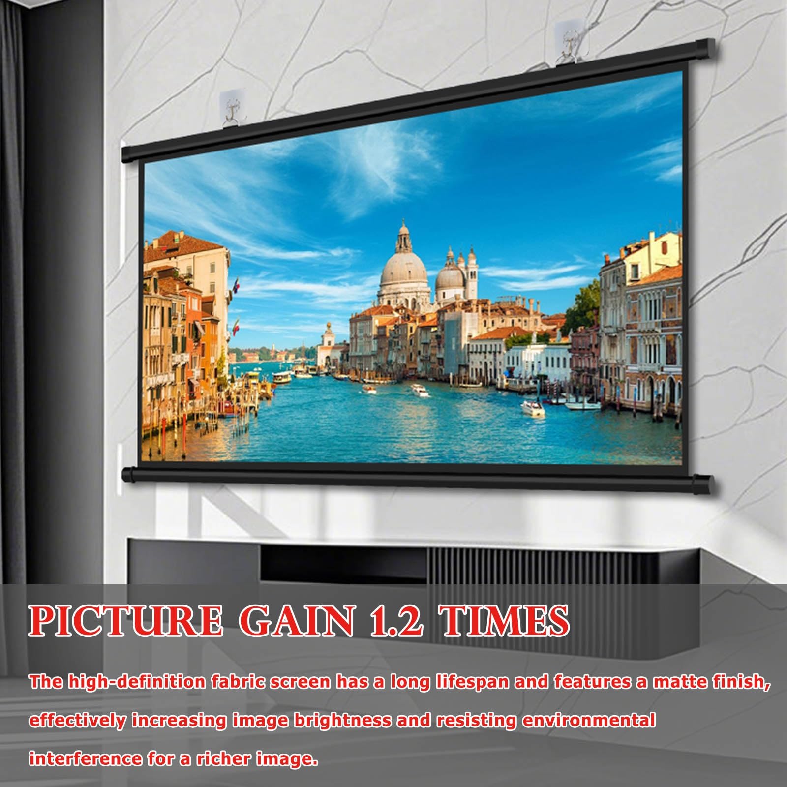 Schermo di proiezione 4K HD da parete, tenda da appendere, leggera e senza pieghe, per uso interno ed esterno, ideale per campeggio, feste, home theater e uffici