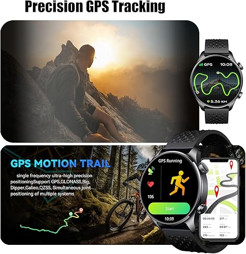 Miniatura 6 de Reloj inteligente para hombres y mujeres, 1.43 pulgadas AMOLED rastreador de fitness GPS, llamada Bluetooth, frecuencia cardíaca, oxígeno en sangre