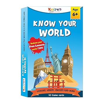 Kaizen MicroLessons ?Know Your World? Smart Flash Cards games for boys and girls age 6-13. Learn while playing. General Knowledge for Kids, Adults and Families. Gifts for Kids