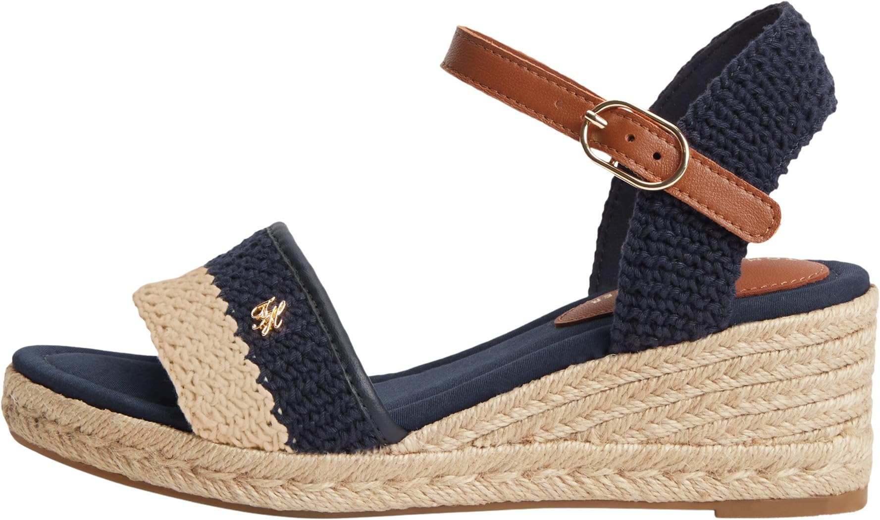 Tommy Hilfiger Women Th Mid Espad Wedge Crochet FW0FW09516 Heeled Sandals, BLUE, 5