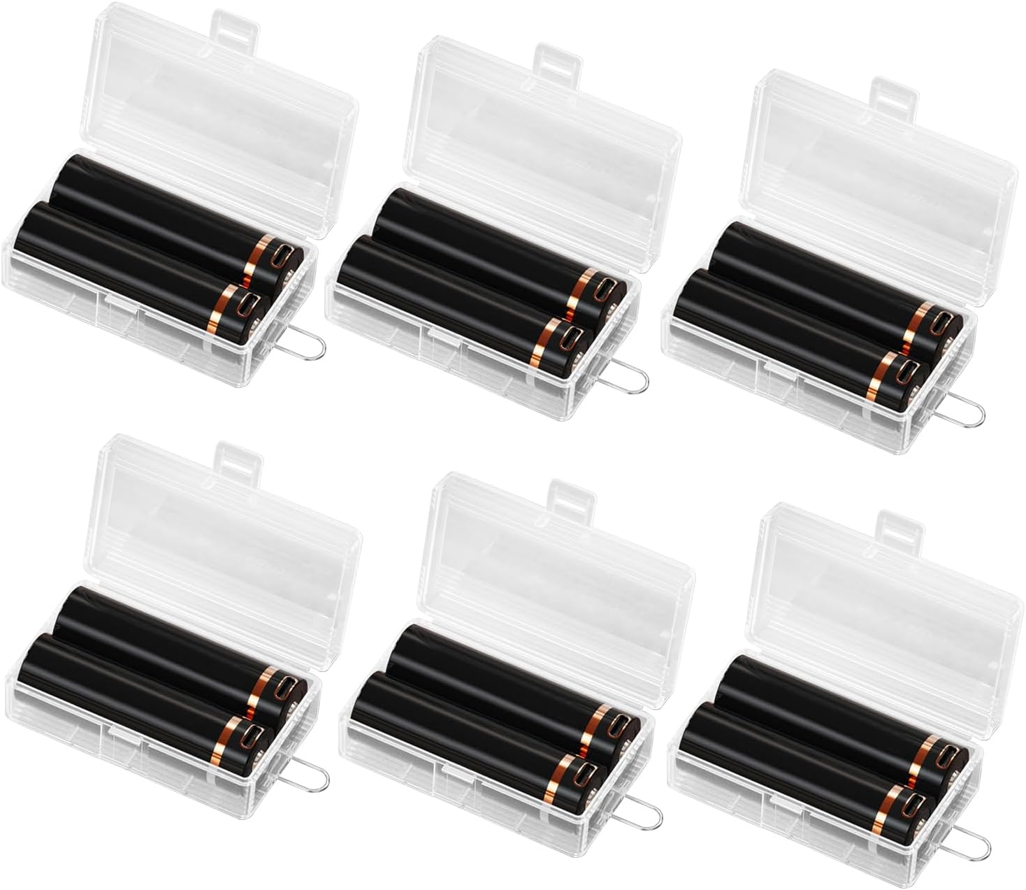 6Pcs 21700 Battery Storage Case Box Organizer Holder 2 Capacity Transparent