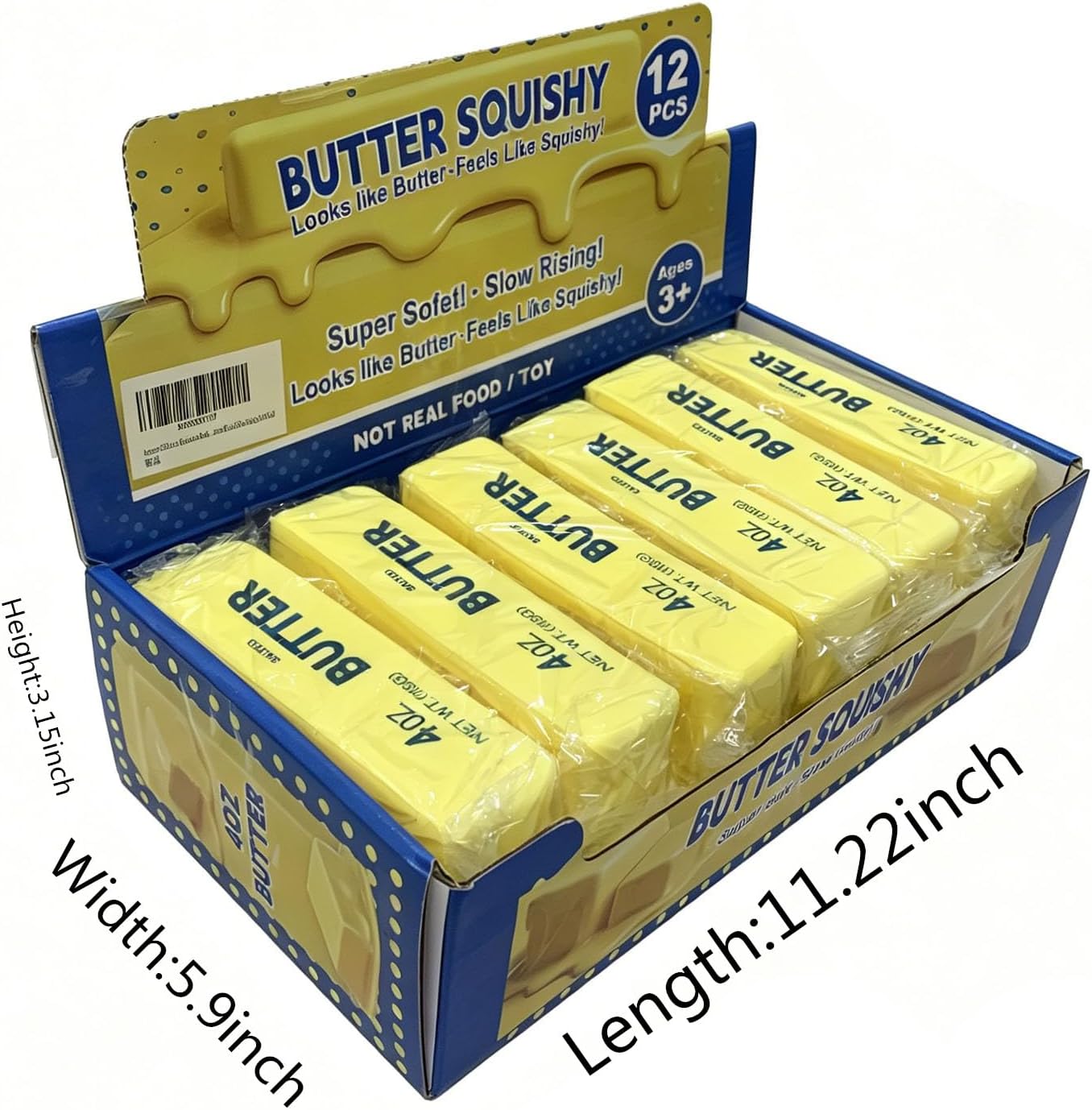 12 Pack Butter Stick Squishy Toy, 5.2in PU Slow Rising Squeeze Toy with Milk Scent, Realistic Stress Relief Fidget Sensory Toy for Kids Adults Office Desk Party Favors