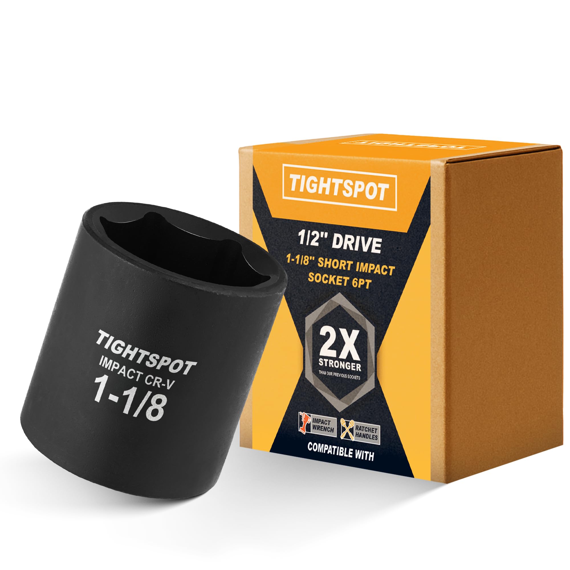 TIGHTSPOT 1/2" Drive 1-1/8 Inch Shallow Impact Socket, 6-Pt, CRV Steel โ image 1