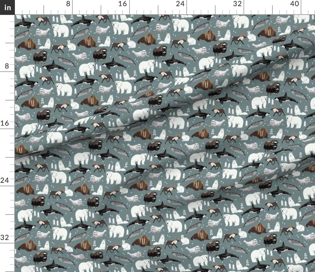 Spoonflower Fabric - Arctic Animals Narwhal Polar Bear Whale Nature Kids Nursery Medium Printed on Petal Signature Cotton Fabric by The Yard - Sewing Quilting Apparel Crafts Decor