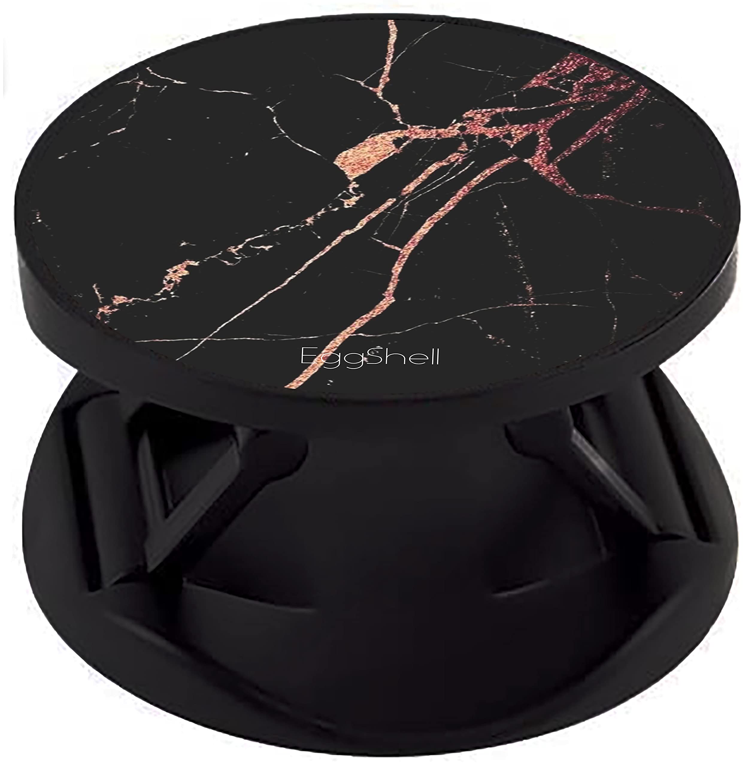 Eggshell Mobile Finger Grip Back Holder Premium Glossy Finish Effect with Black Expanding Stand (Sockets) Fold Compatible All Basic Cell Phone & Tablets (Pink Crack Marble)