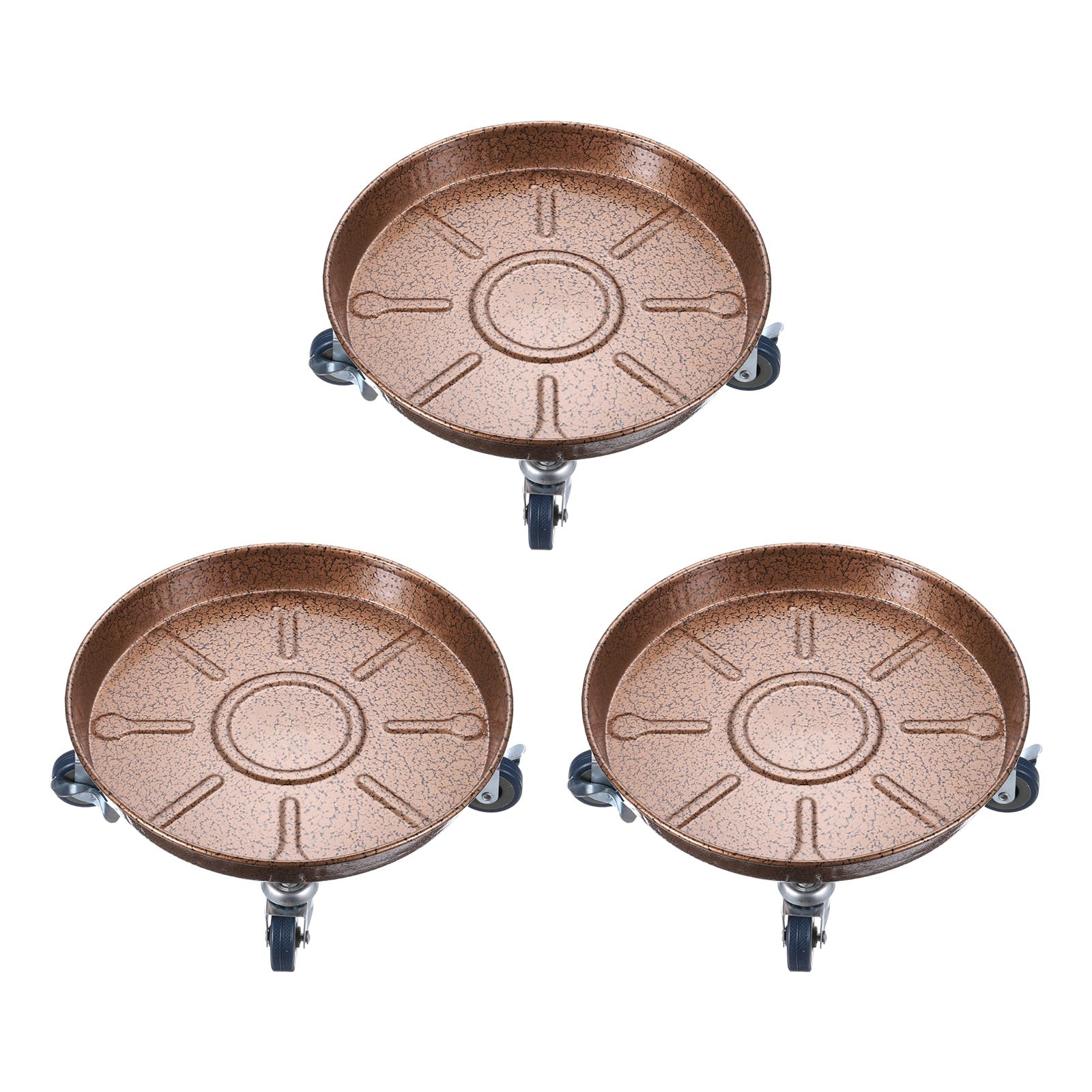 PATIKIL Planter Caddy with Wheels, 3 Pack 13 Inch Heavy Plant Stand with Universal Wheels Rolling Plant Mover Round Pot Trolley for Indoor Outdoor, Copper