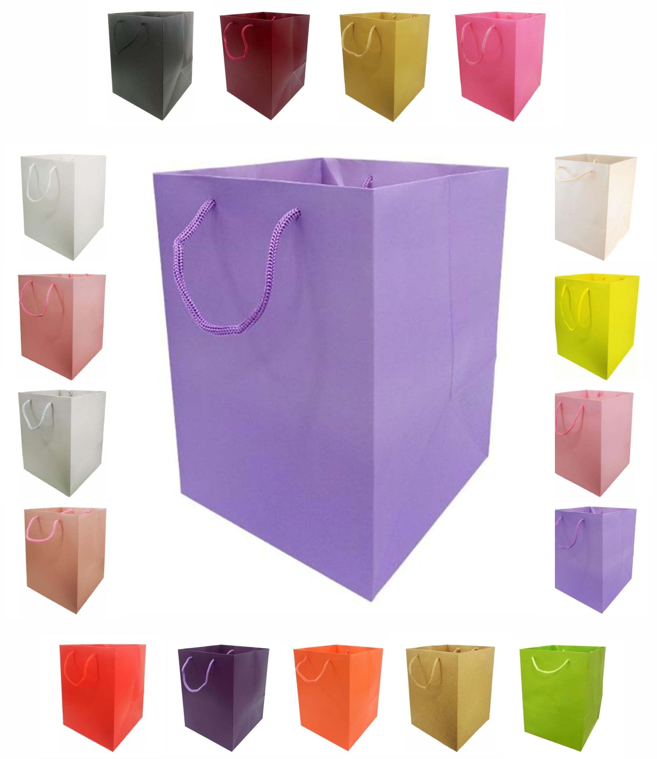 Glossy Vibrant Flower Gift Bag, Bouquet Vase | Valentines | Anniversary | Love | Transportation Display (5, Lilac)