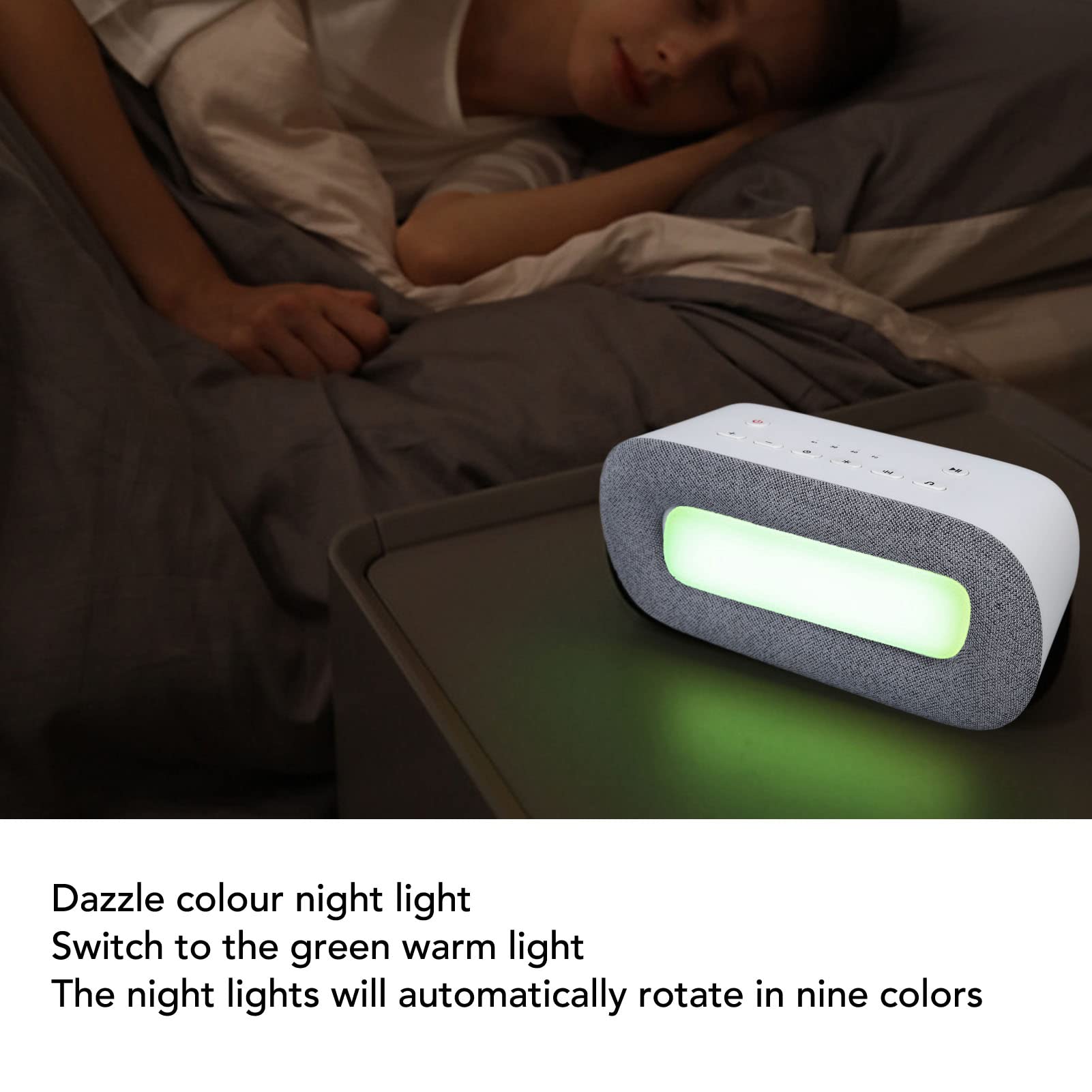 Macchina per Dormire con Musica, Riduzione del Rumore, Timer a 3 velocità, Macchina per il Rumore Bianco, Luce Soffusa, Suono Naturale con Manuale di Istruzioni per la Casa (Grigio)