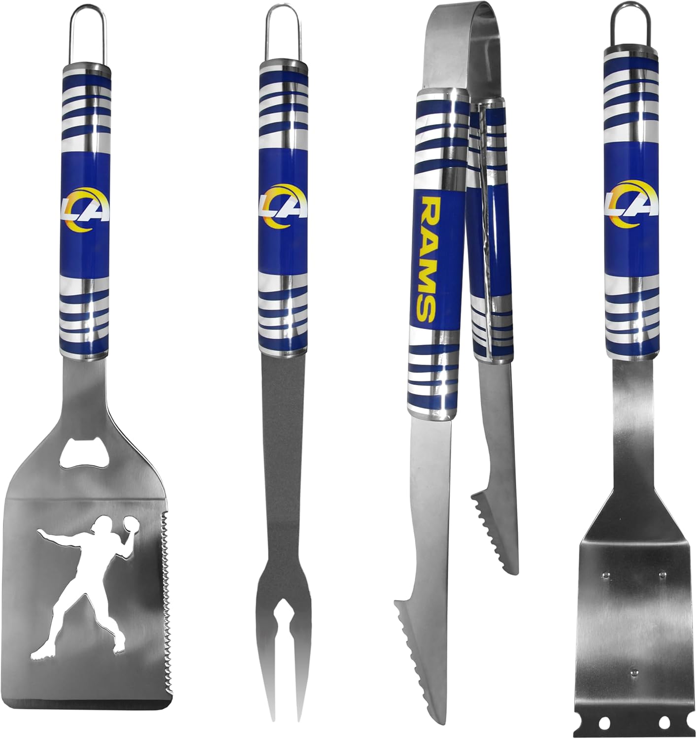 Siskiyou NFL Los Angeles Rams 4 pc Steel Grill Tool Set, One Size, Team Colors