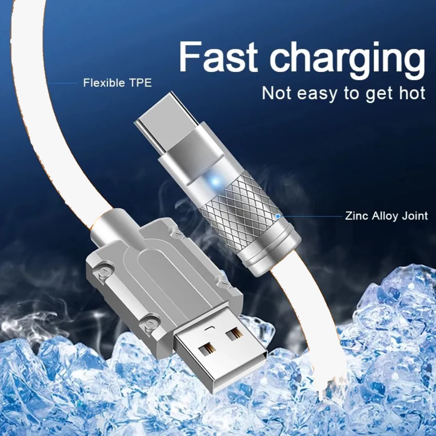 Cavo USB C A Spirale Con Display Digitale - Ricarica Veloce 120W, Lunghezza 1m, Tessuto Intrecciato - Per Smartphone, Tablet, Laptop