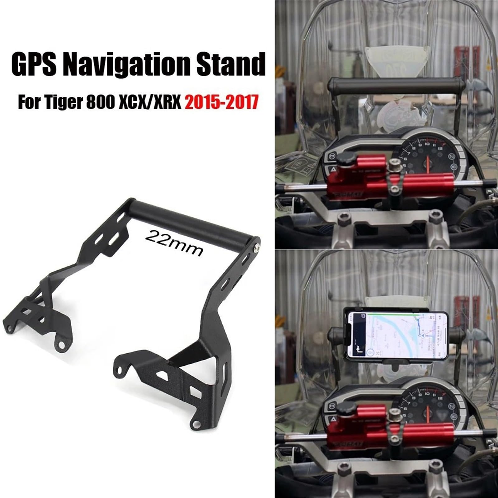 Uchwyt do nawigacji GPS Pasuje do motocykla Tiger800XCX 2015 2016 2017 Uchwyt na telefon z przodu, smartfon, telefon, nawigacja GPS, płyta montażowa Motocyklowy uchwyt do nawigacji(4)