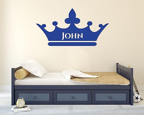 Miniatura 3 de Calcomanía de pared de vinilo con nombre personalizado con corona King – Decoración del hogar para dormitorio de niños, guardería o sala de juegos –