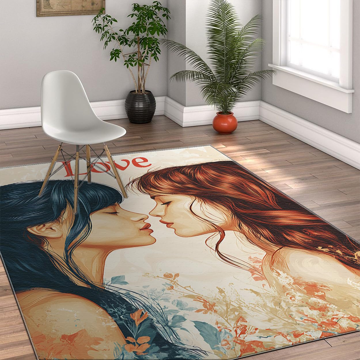 Tapis 180x240cm pliable Amour esthétique carpette lavable salon