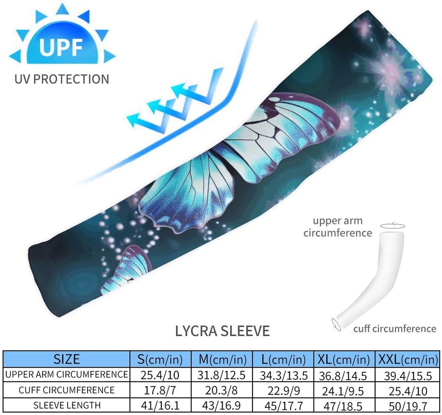 Beautiful Butterfly Arm Sleeves for Men Women Sun Protection Sleeves Cooling Compression Arm Covers for Sport