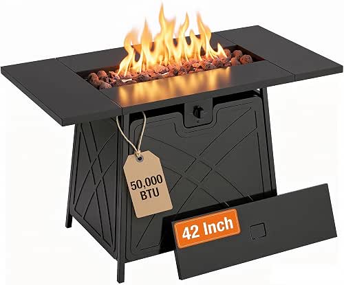 BALI OUTDOORS Propane Fire Pit Patio Outdoor Fire Pit Table