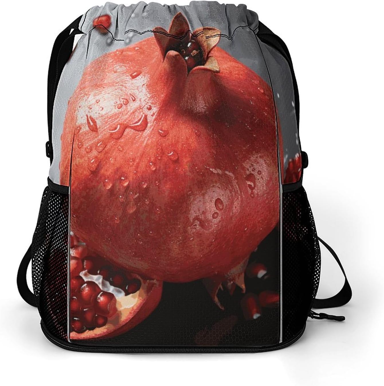 Drawstring Backpack Sports Gym Swim Bag with Shoes Compartment Pomegranate Stuff Sack